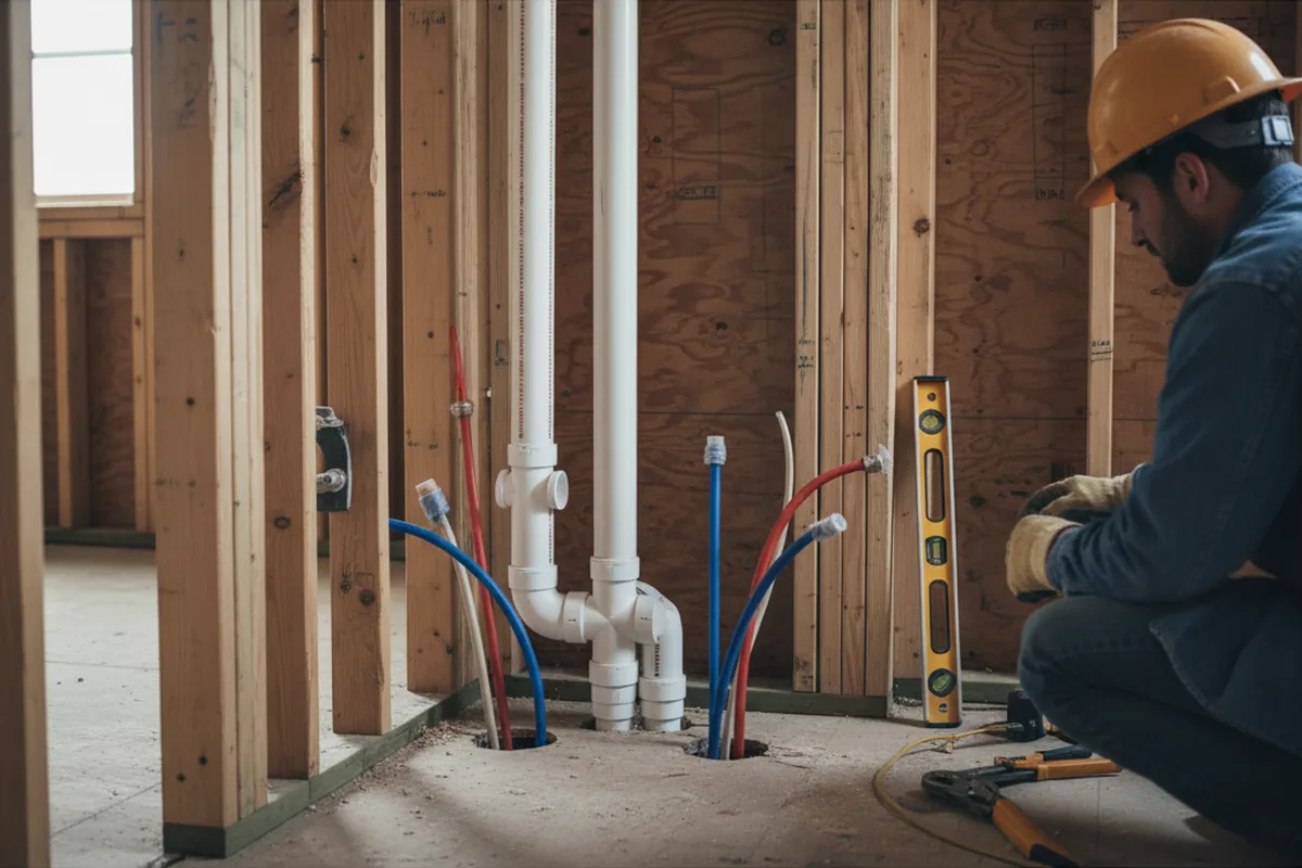 Drain and supply rough-in during Drain Cleaning in Parrish